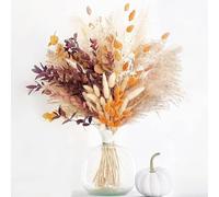 Lxoraziy 64PCS Boho Dried Flower Bouquet - Natural Pampas Grass, Bunny Tails, Eucalyptus & More - Rustic Floral Decor for Home, Wedding, Office & DIY Gifts