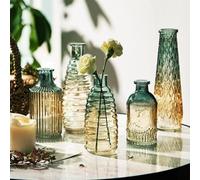 Lxoraziy Glass Bud Vases Set of 5, Lovely Clear Vase, Vintage Bottle for Table Decorations, Wedding Decor, Recepetion, Home