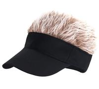 LXOrdora Mens Visor Hats with Spiked Wig Novelty Adjustable Baseball Golf Cap with Fake Hair Black Coffee