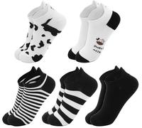 LXOrdora Womens 5 PCS Cute Pattern Ankle Cotton Socks Cow