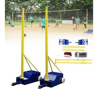 LXPINGMM Volleyball Poles for Backyard,with Volleyball Net/Badminton Net, Indoor& Outdoor Heavy Duty Volleyball Poles,5-6.9ft Adjustable Heights,with Wheels and Net, for Adults Kids Stadium
