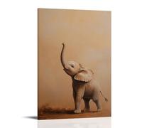 LXPPLSYY A Baby Elephant Reaching Its Trunk Toward The Sky, Painted Against A Muted Tan Desert Background. Wall Art Mural Modern Decoration Hanging Art Poster 08x12inch(20x30cm)