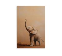 LXPPLSYY A Baby Elephant Reaching Its Trunk Toward The Sky, Painted Against A Muted Tan Desert Background. Wall Art Mural Modern Decoration Hanging Art Poster 12x18inch(30x45cm)