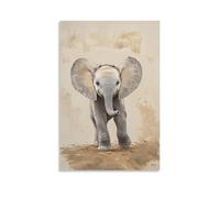 LXPPLSYY A Baby Elephant Stands on Pale Taupe Background, Trunk Raised Toward Light Not Seen. Wall Art Mural Modern Decoration Hanging Art Poster 24x36inch(60x90cm)