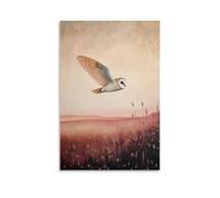 LXPPLSYY A Barn Owl Gliding Above Unseen Fields, Wings Brushing Against A Smooth Faded Lavender Horizon. Wall Art Mural Modern Decoration Hanging Art Poster 20x30inch(50x75cm)