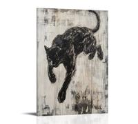 LXPPLSYY A Black Panther in Motion Across A Muted Gray Canvas, Its Body Composed of Strong Layered Oil Textures. Wall Art Mural Modern Decoration Hanging Art Poster 08x12inch(20x30cm)