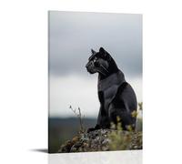 LXPPLSYY A Black Panther Seated still Under Storm Gray Sky, Golden Eyes Glowing Beneath Sharp, Glistening Whiskers Wall Art Mural Modern Decoration Hanging Art Poster 12x18inch(30x45cm)
