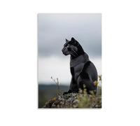 LXPPLSYY A Black Panther Seated still Under Storm Gray Sky, Golden Eyes Glowing Beneath Sharp, Glistening Whiskers Wall Art Mural Modern Decoration Hanging Art Poster 24x36inch(60x90cm)