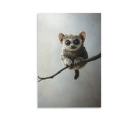 LXPPLSYY A Bushbaby Perches on An Invisible Branch on Soft Gray, Eyes Wide As If Dreaming Mid-blink. Wall Art Mural Modern Decoration Hanging Art Poster 16x24inch(40x60cm)