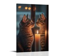 LXPPLSYY A Cat Does Face Yoga in Front of A Candle-lit Mirror, Purring Every Syllable. Wall Art Mural Modern Decoration Hanging Art Poster 16x24inch(40x60cm)