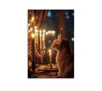 LXPPLSYY A Cat Matchmaker Lighting Candles for A Matchmaking Soirée Inside A Manor Parlor Wall Art Mural Modern Decoration Hanging Art Poster 24x36inch(60x90cm)