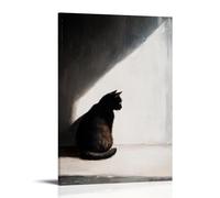 LXPPLSYY A Cat Sitting in Corner Shadow on Linen White Wall Art Mural Modern Decoration Hanging Art Poster 12x18inch(30x45cm)