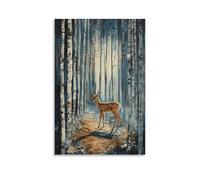 LXPPLSYY A Deer Wandering through A European Birch Forest, Light Filtering through Rich Oil Texture Wall Art Mural Modern Decoration Hanging Art Poster 08x12inch(20x30cm)