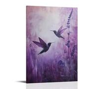 LXPPLSYY A Delicate Hummingbird Frozen Mid-flight Against A Lavender Haze, Wings Mere Whispers on An Otherwise still Canvas. Wall Art Mural Modern Decoration Hanging Art Poster 08x12inch(20x30cm)