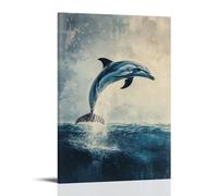 LXPPLSYY A Dolphin Breaching Toward The Sky, The Arc Brushed in Ocean Blues on A Background of Infinite Calm. Wall Art Mural Modern Decoration Hanging Art Poster 16x24inch(40x60cm)