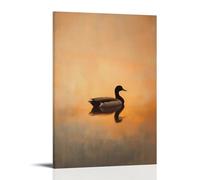 LXPPLSYY A Duck Gliding Calmly on Unseen Waters, Feathers Reflecting Soft Evening Tones over A Dusty Orange Sky. Wall Art Mural Modern Decoration Hanging Art Poster 08x12inch(20x30cm)