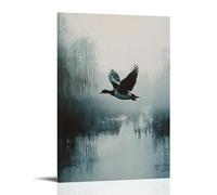 LXPPLSYY A Duck Skydiving Above A Flooded Wetland, Wings Tucked in Tight. Wall Art Mural Modern Decoration Hanging Art Poster 16x24inch(40x60cm)