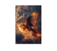 LXPPLSYY A Feathered Raptor with Burning Tail Soaring Across Eclipse-lit Clouds Wall Art Mural Modern Decoration Hanging Art Poster 12x18inch(30x45cm)