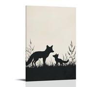 LXPPLSYY A Fox And Cub Silhouetted on Cream White Wall Art Mural Modern Decoration Hanging Art Poster 12x18inch(30x45cm)
