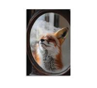 LXPPLSYY A Fox Cleans behind Its Ears with A Comb While Steam Fogs The Mirror Behind. Wall Art Mural Modern Decoration Hanging Art Poster 20x30inch(50x75cm)
