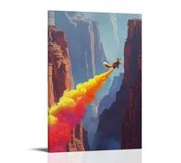 LXPPLSYY A Fox in A Neon Wingsuit Glides between Canyon Cliffs, Leaving A Colored Smoke Trail Behind. Wall Art Mural Modern Decoration Hanging Art Poster 08x12inch(20x30cm)