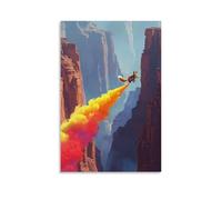 LXPPLSYY A Fox in A Neon Wingsuit Glides between Canyon Cliffs, Leaving A Colored Smoke Trail Behind. Wall Art Mural Modern Decoration Hanging Art Poster 16x24inch(40x60cm)