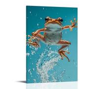 LXPPLSYY A Frog Doing A Bicycle Kick with Water Splash, Flat Pool Blue Background Wall Art Mural Modern Decoration Hanging Art Poster 12x18inch(30x45cm)
