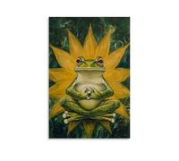 LXPPLSYY A Frog Sitting Calmly with Hands Clasped over Soft Jade Field Wall Art Mural Modern Decoration Hanging Art Poster 08x12inch(20x30cm)