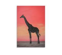 LXPPLSYY A Giraffe Bending Gently Against A Pastel Coral Sky, Long Neck Casting A Curved Shadow on Matte Desert Sand Wall Art Mural Modern Decoration Hanging Art Poster 20x30inch(50x75cm)