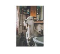 LXPPLSYY A Goat Trimming Its Beard with Extreme Focus in A Messy Modern Bathroom Wall Art Mural Modern Decoration Hanging Art Poster 08x12inch(20x30cm)