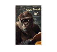 LXPPLSYY A Gorilla in Glasses Teaches A Chalkboard Class Titled “Banana Economics 101.” Wall Art Mural Modern Decoration Hanging Art Poster 08x12inch(20x30cm)