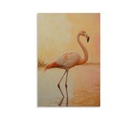 LXPPLSYY A Graceful Flamingo Standing Quietly in Shallow Waters Under A Soft Peach Sky, Pure Poetry in Feathered Form. Wall Art Mural Modern Decoration Hanging Art Poster 20x30inch(50x75cm)