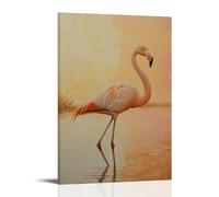 LXPPLSYY A Graceful Flamingo Standing Quietly in Shallow Waters Under A Soft Peach Sky, Pure Poetry in Feathered Form. Wall Art Mural Modern Decoration Hanging Art Poster 08x12inch(20x30cm)