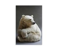 LXPPLSYY A Grizzly Bear Reclines Peacefully on A Muted Stone-gray Background, Fur Textured Like Soft Shadows in still Air. Wall Art Mural Modern Decoration Hanging Art Poster 24x36inch(60x90cm)