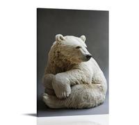 LXPPLSYY A Grizzly Bear Reclines Peacefully on A Muted Stone-gray Background, Fur Textured Like Soft Shadows in still Air. Wall Art Mural Modern Decoration Hanging Art Poster 20x30inch(50x75cm)