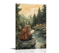 LXPPLSYY A Hedgehog Traveler Sketching Distant Trees in A Journal by The Stream Wall Art Mural Modern Decoration Hanging Art Poster 20x30inch(50x75cm)