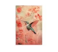 LXPPLSYY A Joyful Hummingbird Darting from Invisible Bloom to Bloom Against A Light Coral Haze of Imagined Gardens. Wall Art Mural Modern Decoration Hanging Art Poster 12x18inch(30x45cm)