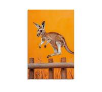 LXPPLSYY A Kangaroo Bouncing over Obstacle Course, Clean Soft Orange Background Wall Art Mural Modern Decoration Hanging Art Poster 08x12inch(20x30cm)