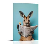 LXPPLSYY A Kangaroo Holding A Newspaper And Toilet Brush, Flat Sky Blue Background Wall Art Mural Modern Decoration Hanging Art Poster 12x18inch(30x45cm)