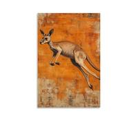 LXPPLSYY A Kangaroo Mid-leap, Formed from Interlocking Elongated Shapes in Earth Tones Wall Art Mural Modern Decoration Hanging Art Poster 16x24inch(40x60cm)