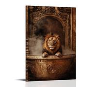 LXPPLSYY A Lion in A Gold Tub with Tribal Murals And Steam Rising Like A Royal Spa Wall Art Mural Modern Decoration Hanging Art Poster 16x24inch(40x60cm)