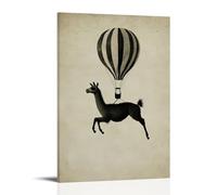 LXPPLSYY A Llama Jumping from A Hot Air Balloon, Flat Cream Background Wall Art Mural Modern Decoration Hanging Art Poster 08x12inch(20x30cm)