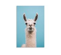 LXPPLSYY A Llama Looking Annoyed While Waiting Outside The Toilet, Solid Blue Background Wall Art Mural Modern Decoration Hanging Art Poster 12x18inch(30x45cm)