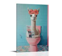 LXPPLSYY A Llama with Curlers And A Tabloid Sits Dramatically on A Pastel Toilet. Wall Art Mural Modern Decoration Hanging Art Poster 12x18inch(30x45cm)