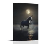 LXPPLSYY A Lone Unicorn Standing in Moonlit Mist, Horn Glowing Softly Beneath A Veil of Starlight And Fog Wall Art Mural Modern Decoration Hanging Art Poster 08x12inch(20x30cm)