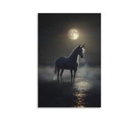 LXPPLSYY A Lone Unicorn Standing in Moonlit Mist, Horn Glowing Softly Beneath A Veil of Starlight And Fog Wall Art Mural Modern Decoration Hanging Art Poster 20x30inch(50x75cm)