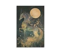 LXPPLSYY A Lunar Qilin Stepping Into Moonlight Fields, Each Hoofprint Blooming with Stars Wall Art Mural Modern Decoration Hanging Art Poster 12x18inch(30x45cm)