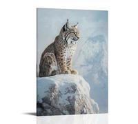 LXPPLSYY A Lynx Watching The Silent World from A Snowy Ledge, Fur Textured Against A Pale Glacier Blue Canvas. Wall Art Mural Modern Decoration Hanging Art Poster 24x36inch(60x90cm)