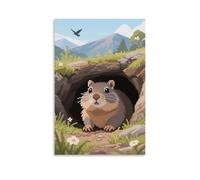LXPPLSYY A Marmot Sticking Its Head Out of The Cave, Looking Around Vigilantly Wall Art Mural Modern Decoration Hanging Art Poster 08x12inch(20x30cm)