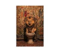 LXPPLSYY A Medieval Lion King on A Throne-toilet with Tapestry Background Wall Art Mural Modern Decoration Hanging Art Poster 20x30inch(50x75cm)